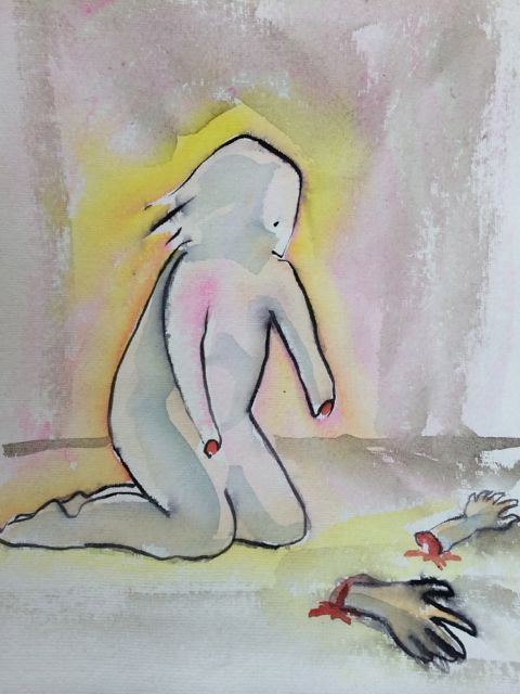 akvarell, utan händer