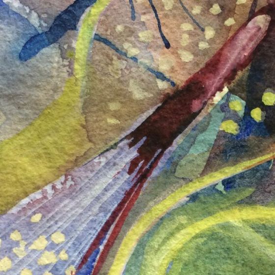 akvarell, detalj, "Årstider" av Ganga