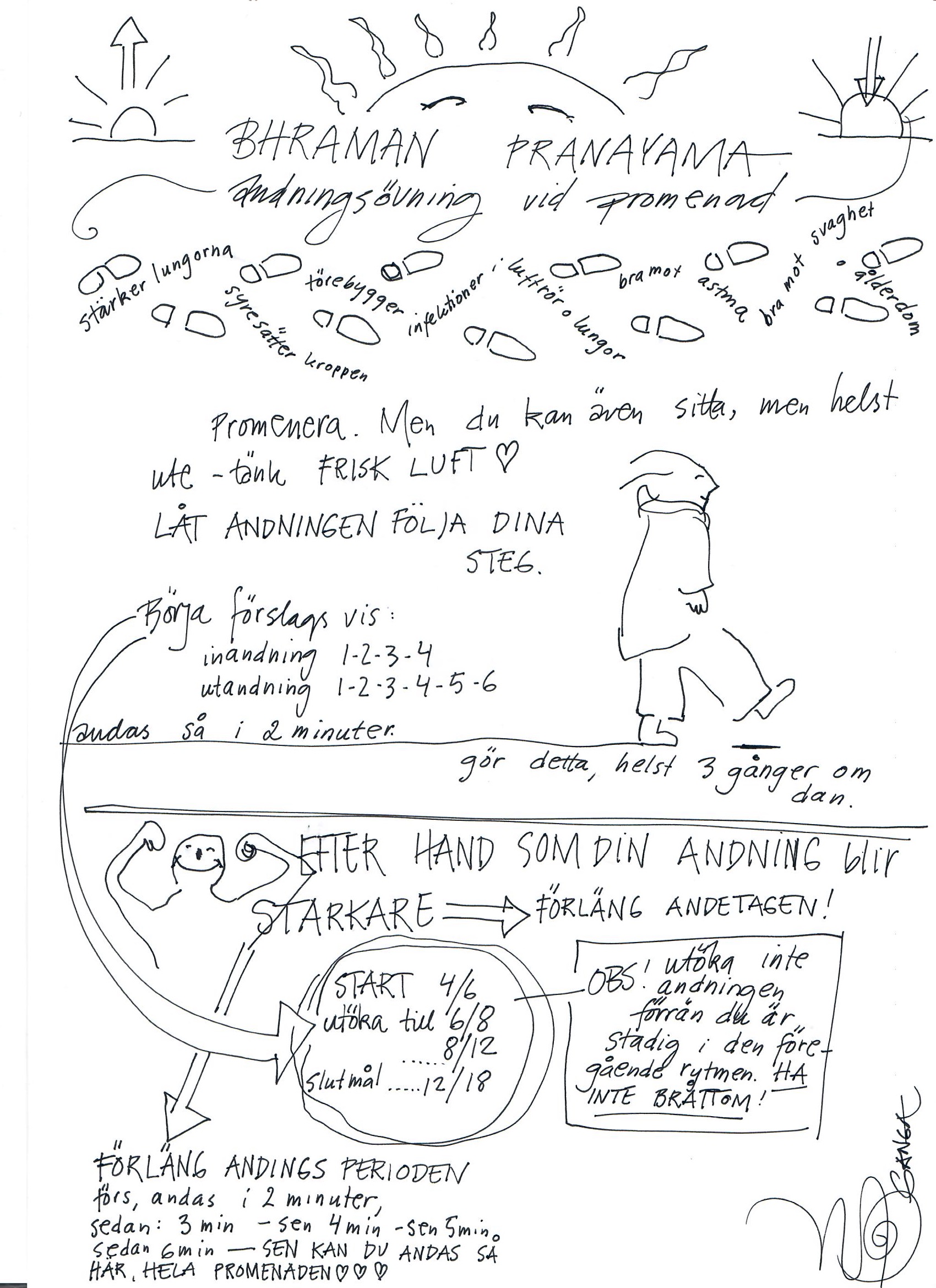 Bhraman Pranayama, promenad-andning