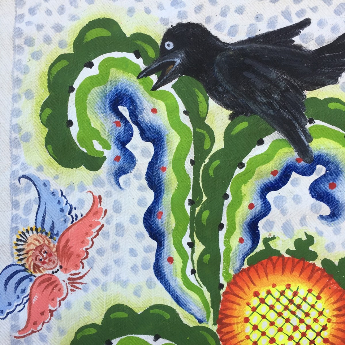 detalj ur Kråka-målning av Rurik