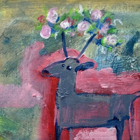 lilla Rådjur med blommor