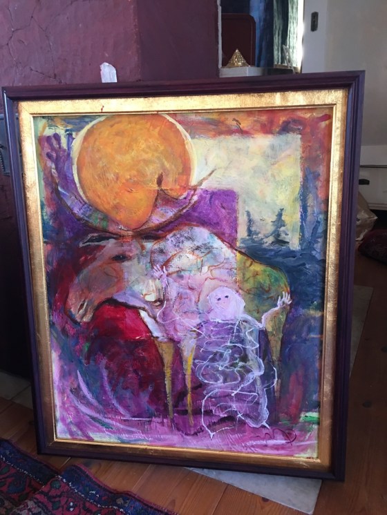 vita älgen med måne